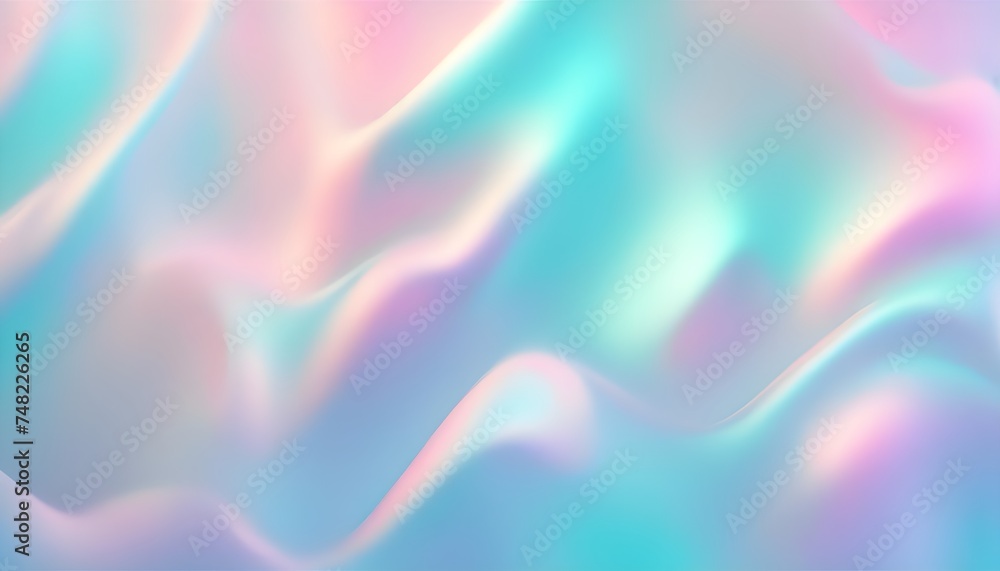 Fototapeta premium pastel turquoise tones, gradient, cute holographic abstract figures background design