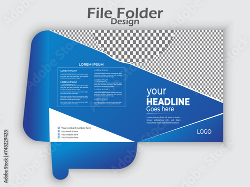 corporate presentation folder template for corporate office with blue and black color Presentation folder template design,