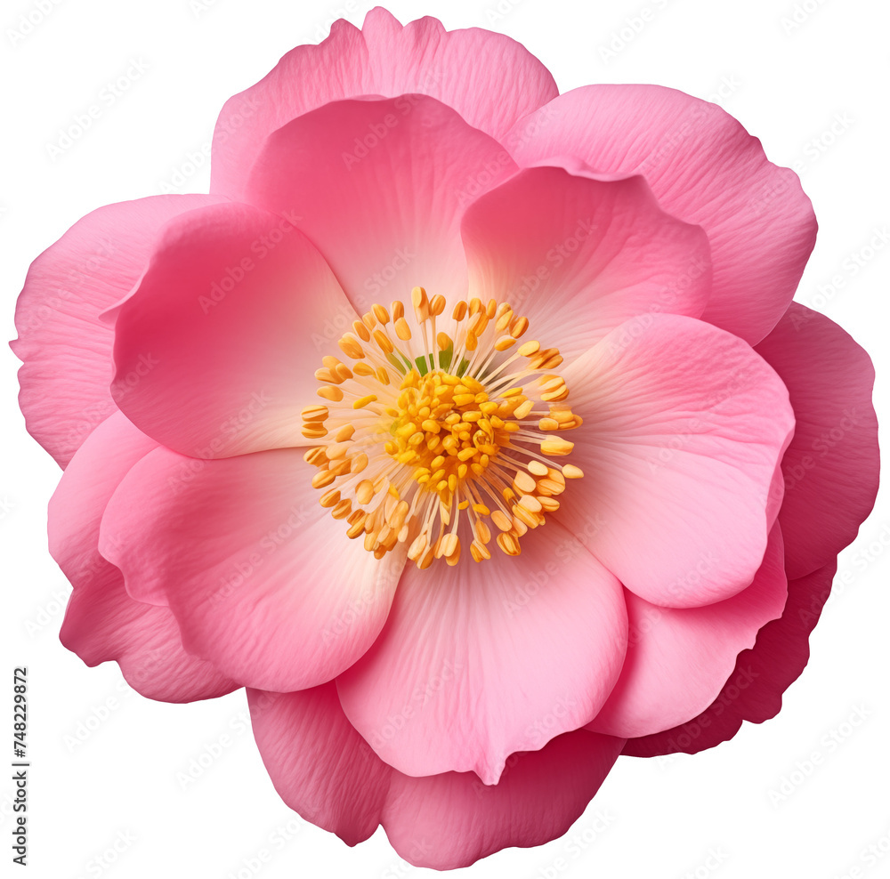a Wild Rose blossom, pink in a top view PNG, in, a Floral-themed, isolated, and transparent photorealistic illustration. Generative ai a Wild Rose blossom, pink in a top view PNG, in, a Floral-themed, isolated, and transparent photorealistic illustration. Generative ai