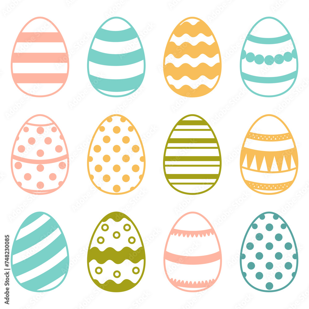 Set of colored Easter Eggs. Vector illustration