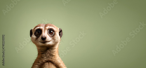 green a text space for advertising with a funny part in the form of a meerkat looking out at the bottom 
