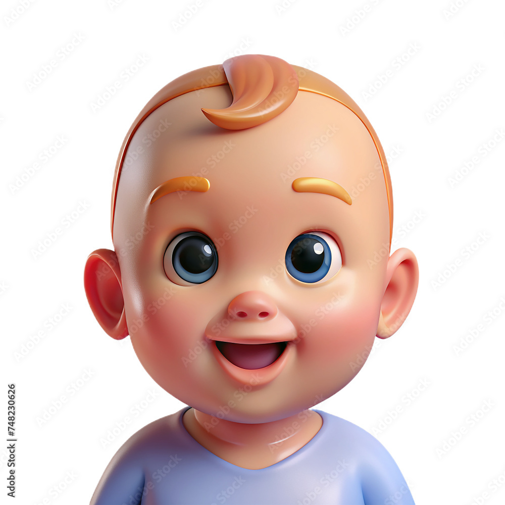 Cute little baby boy 3d realistic character. wearing blue t shirt on transparent background Cute little baby boy 3d realistic character. wearing blue t shirt on transparent background