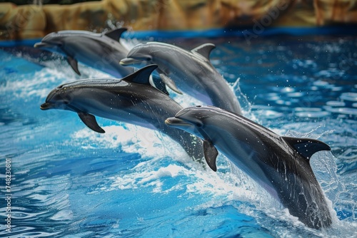 dolphins performing show at the circus,dolphinarium © Наталья Добровольска