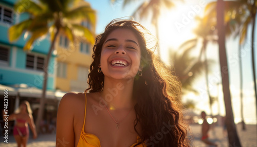 Sunny Smiles: Miami Girl Enjoying the Lively Atmosphere  © Creative Valley