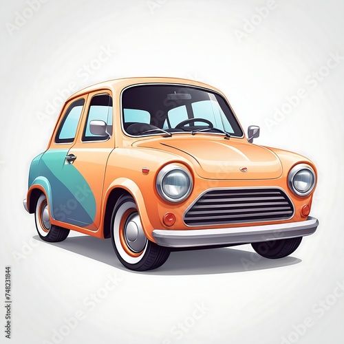 Cute Cartoon car  Vector illustration on a white background.. ai generative.
