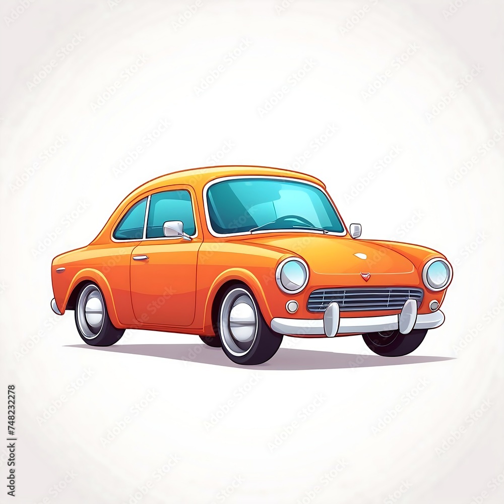 Cute Cartoon car, Vector illustration on a white background.. ai generative.