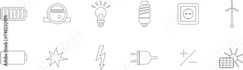 Set of vector icons about electric current