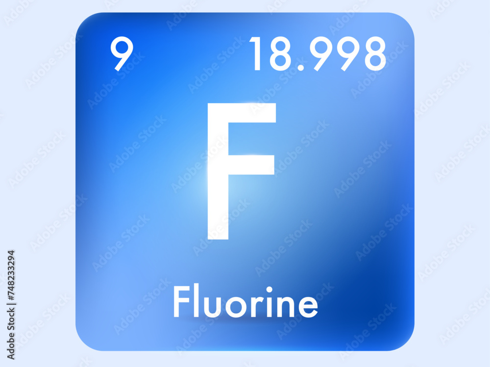 Fluorine icon style concept on Periodic table Fluorine icon style concept on Periodic table