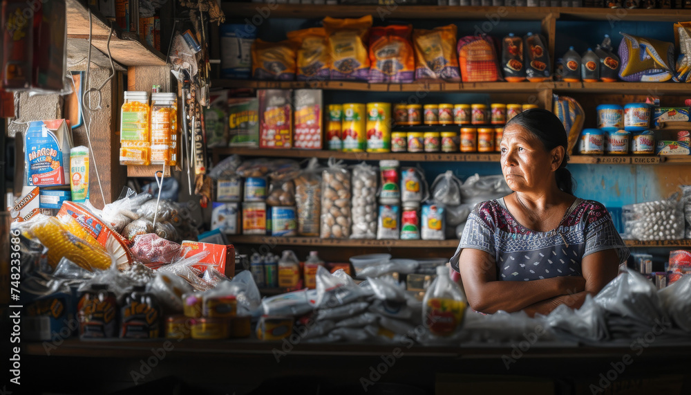 Shopkeeper's Pride: Saleswoman in a Professional, Inviting Setting
