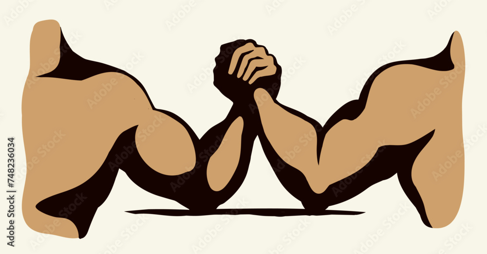 Hand wrestling contest. Vector drawing Hand wrestling contest. Vector drawing