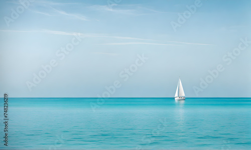 Azure ocean sailboat scene