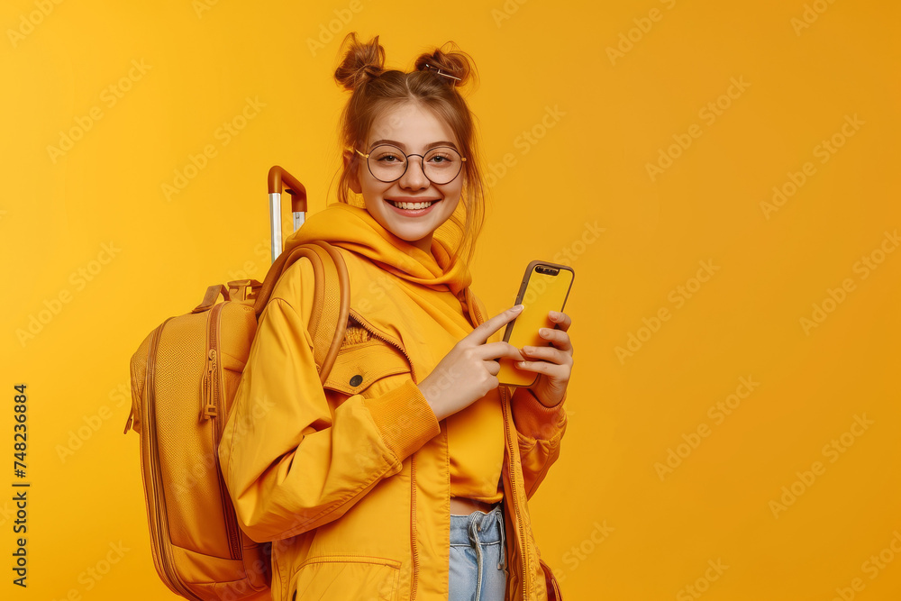 World at Her Feet: Cheerful Young Traveler World at Her Feet: Cheerful Young Traveler