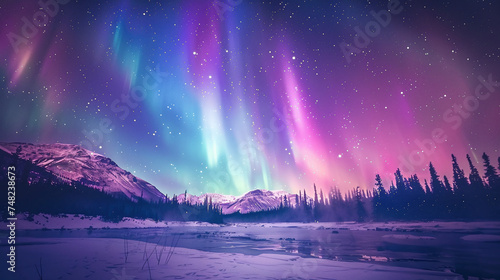 Magnificent northern lights in the night sky