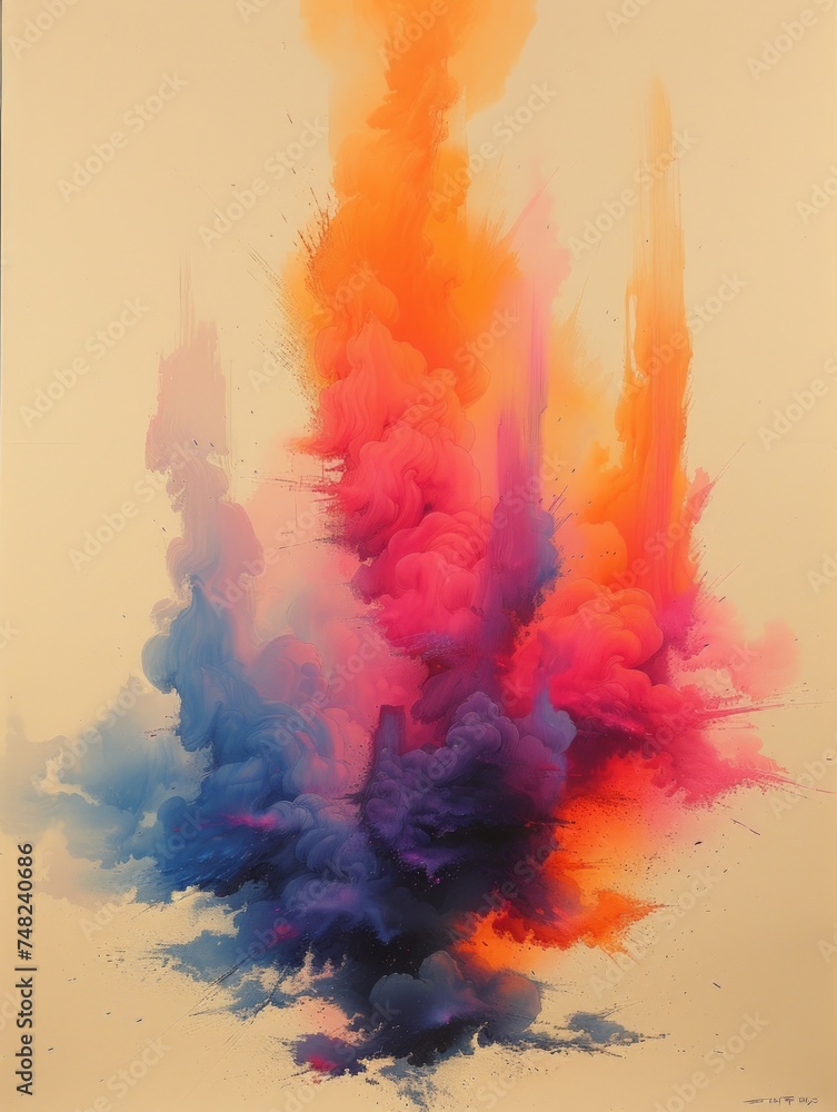 Colorful Powder Explosion on White Background Generative AI