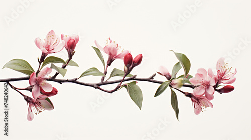 Lilly pilly Pink Flowers with branch White background photo
