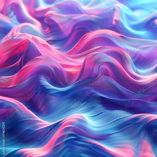 An abstract background with multicolored wavy surfaces, created using Generative AI, featuring vibrant shades of pink and blue.