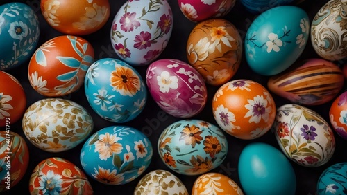 Easter eggs with floral pattern 