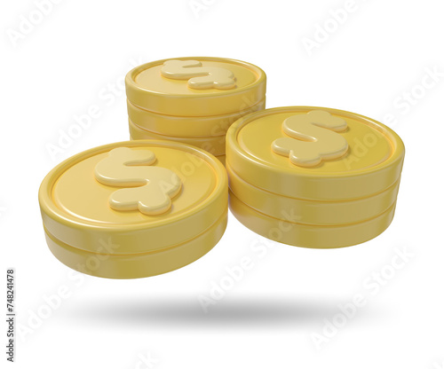 token money, 3d render realistic coin icons