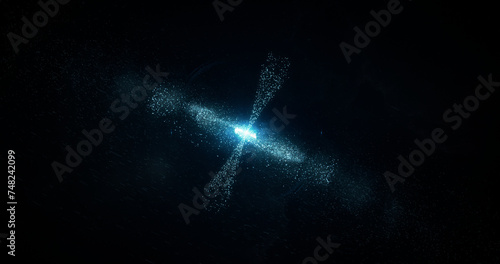 Blue Galaxy Background 3D Illustration. Spiral Galaxy Spinning Background. Galaxy Rotate Background.