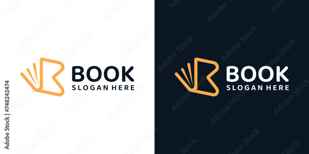 Book with line model logo design template with initial letter B graphic design illustration. icon, symbol, creative. - obrazy, fototapety, plakaty 