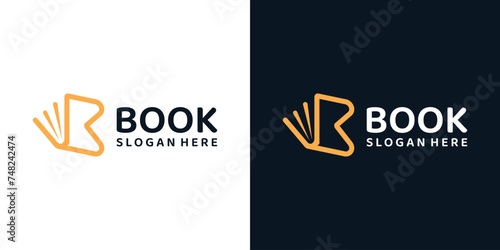 Book with line model logo design template with initial letter B graphic design illustration. icon, symbol, creative. photo