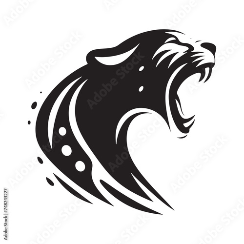 Roaring Cheetah Silhouette - Capturing the Majesty and Strength of Africa's Fastest Predator in Striking Form. Cheetah Vector, Cheetah Illustration.