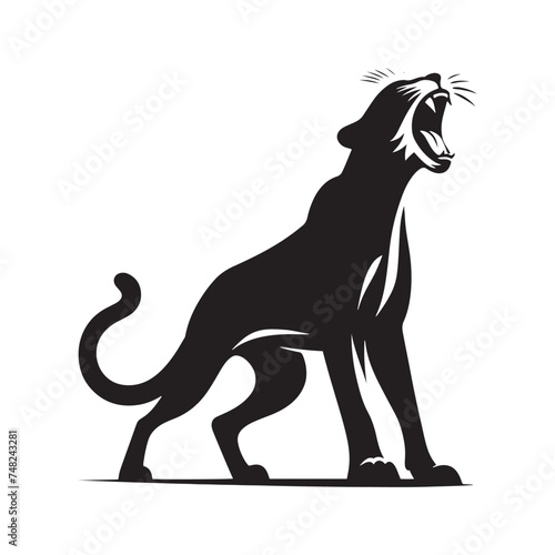 Roaring Cheetah Silhouette - Capturing the Majesty and Strength of Africa's Fastest Predator in Striking Form. Cheetah Vector, Cheetah Illustration.