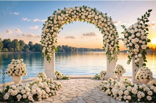 Romantic Wedding Arch with Lush Roses