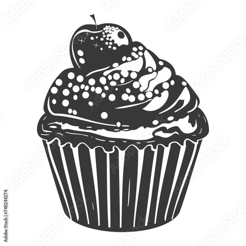 Silhouette muffin cake food black color only