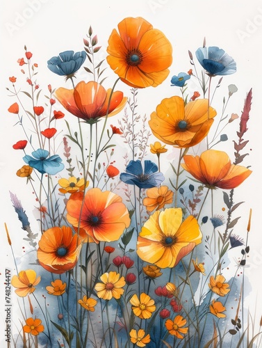Delicate Floral Decors Watercolor Collection Generative AI