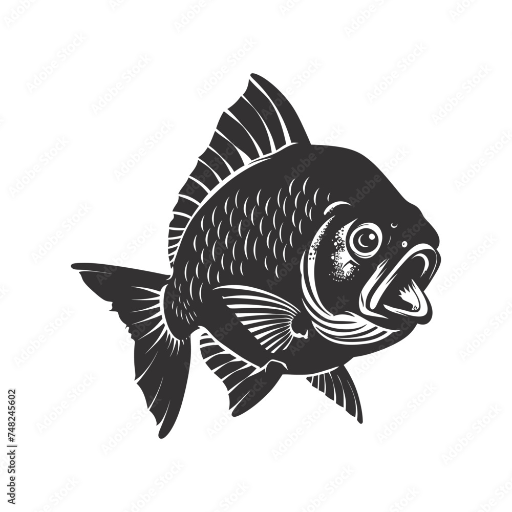 Silhouette piranha fish animal black color only full body Silhouette piranha fish animal black color only full body