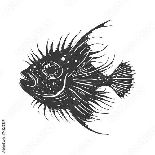 Silhouette pufferfish animal black color only full body