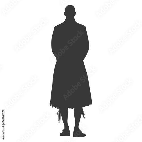 Silhouette Scottish Man Wearing Kilt black color only
