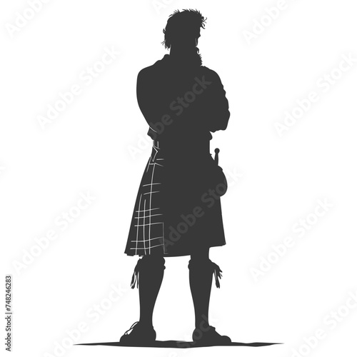 Silhouette Scottish Man Wearing Kilt black color only