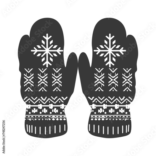 Silhouette snow knit mittens black color only full