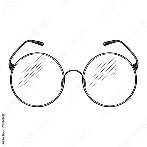 Vector glasses isolated on white, vintage sketch drawing