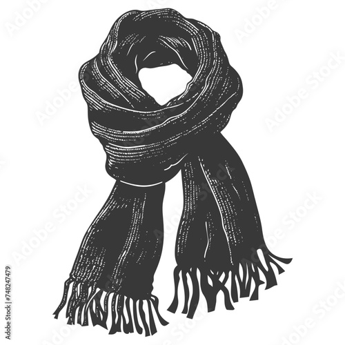 Silhouette snow knit scarf black color only full