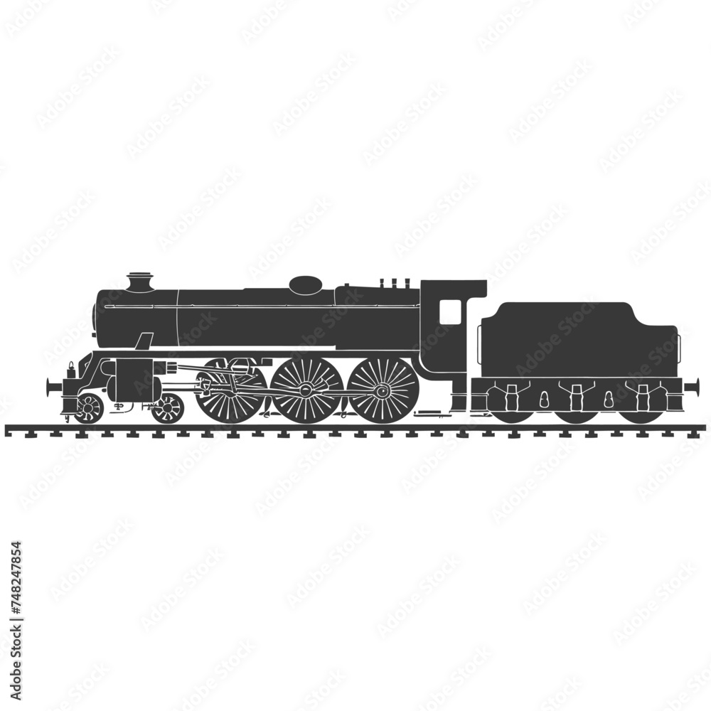 Fototapeta premium Silhouette train black color only full