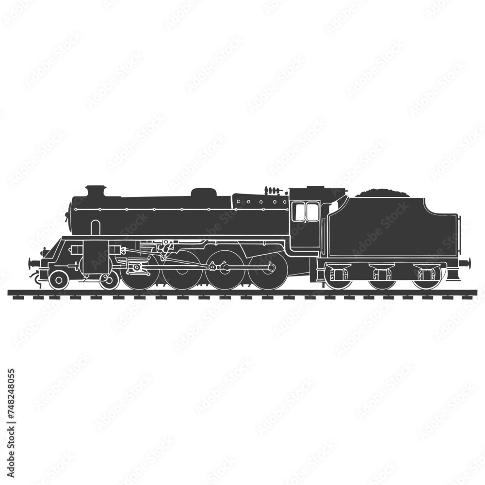 Obraz premium Silhouette train black color only full