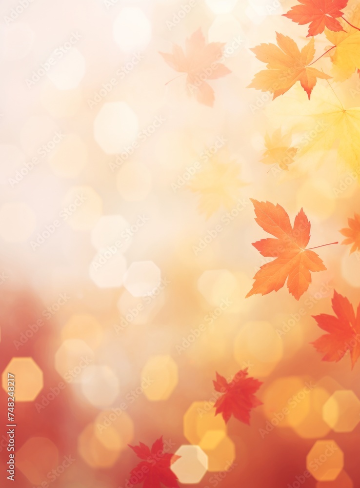 autumn maple leaves on bright textured background with copy space