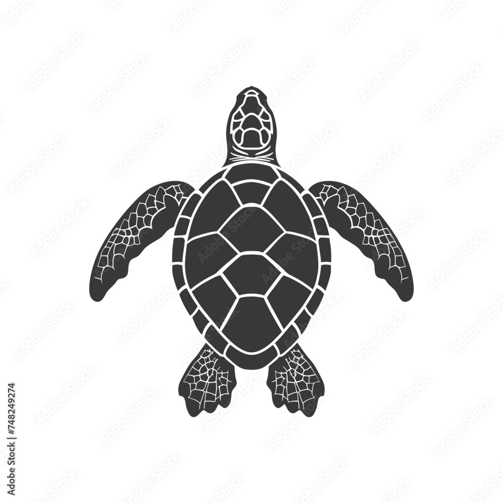Fototapeta premium Silhouette Turtle Animal black color only full body
