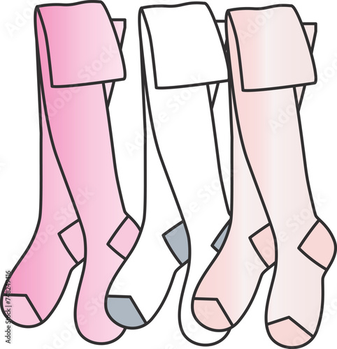 Tights Vector Technical Drawing, Seamless Leggings Stockings flat sketch.