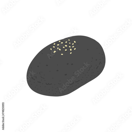 おはぎ(黒胡麻)の手描きカラーイラストアイコン