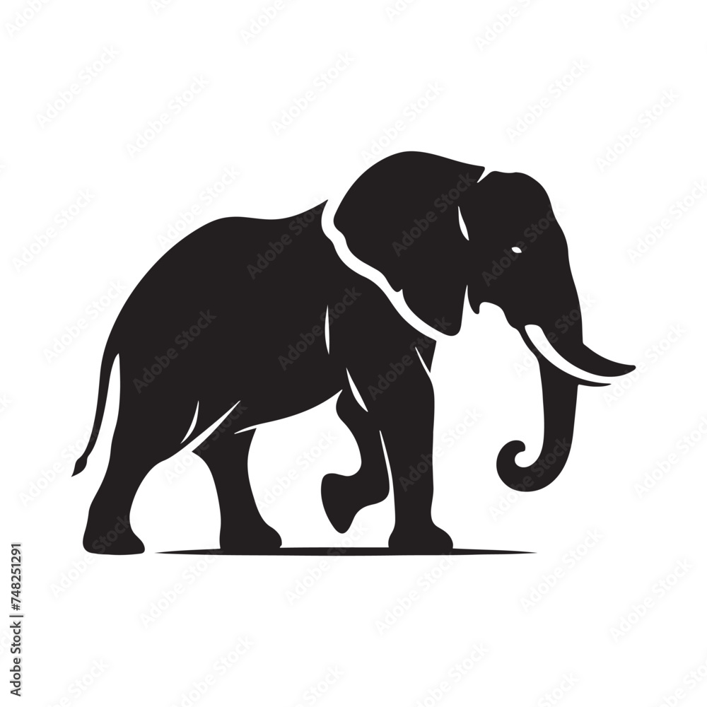 Fototapeta premium Gentle Giant: Elephant Silhouette - Capturing the Majesty and Serenity of the Magnificent Creature in Simple Form. Elephant Vector, Elephant Illustration.