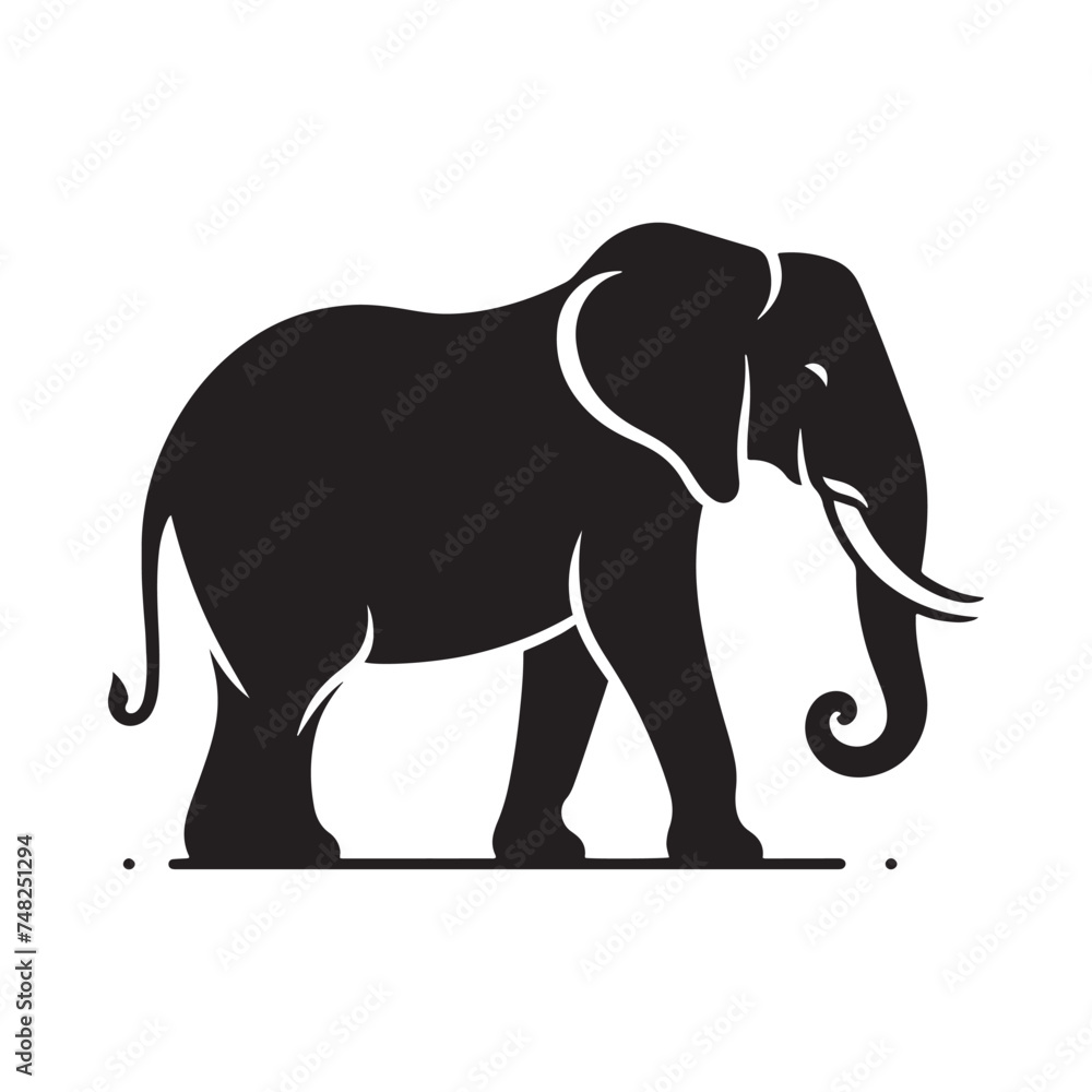 Gentle Giant: Elephant Silhouette - Capturing the Majesty and Serenity of the Magnificent Creature in Simple Form. Elephant Vector, Elephant Illustration.