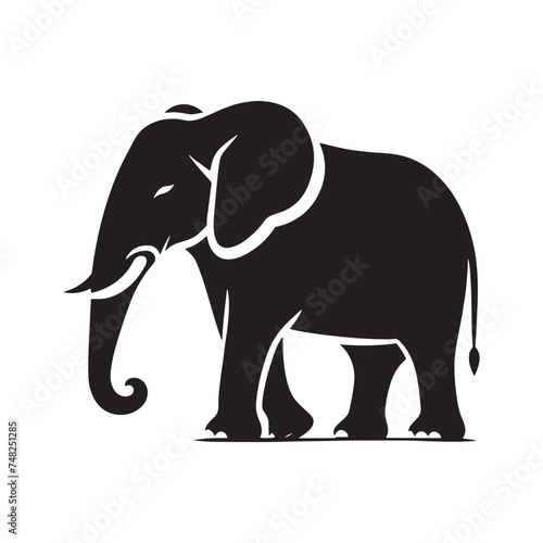 Gentle Giant: Elephant Silhouette - Capturing the Majesty and Serenity of the Magnificent Creature in Simple Form. Elephant Vector, Elephant Illustration.