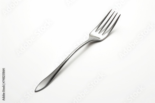 Silver fork on white background