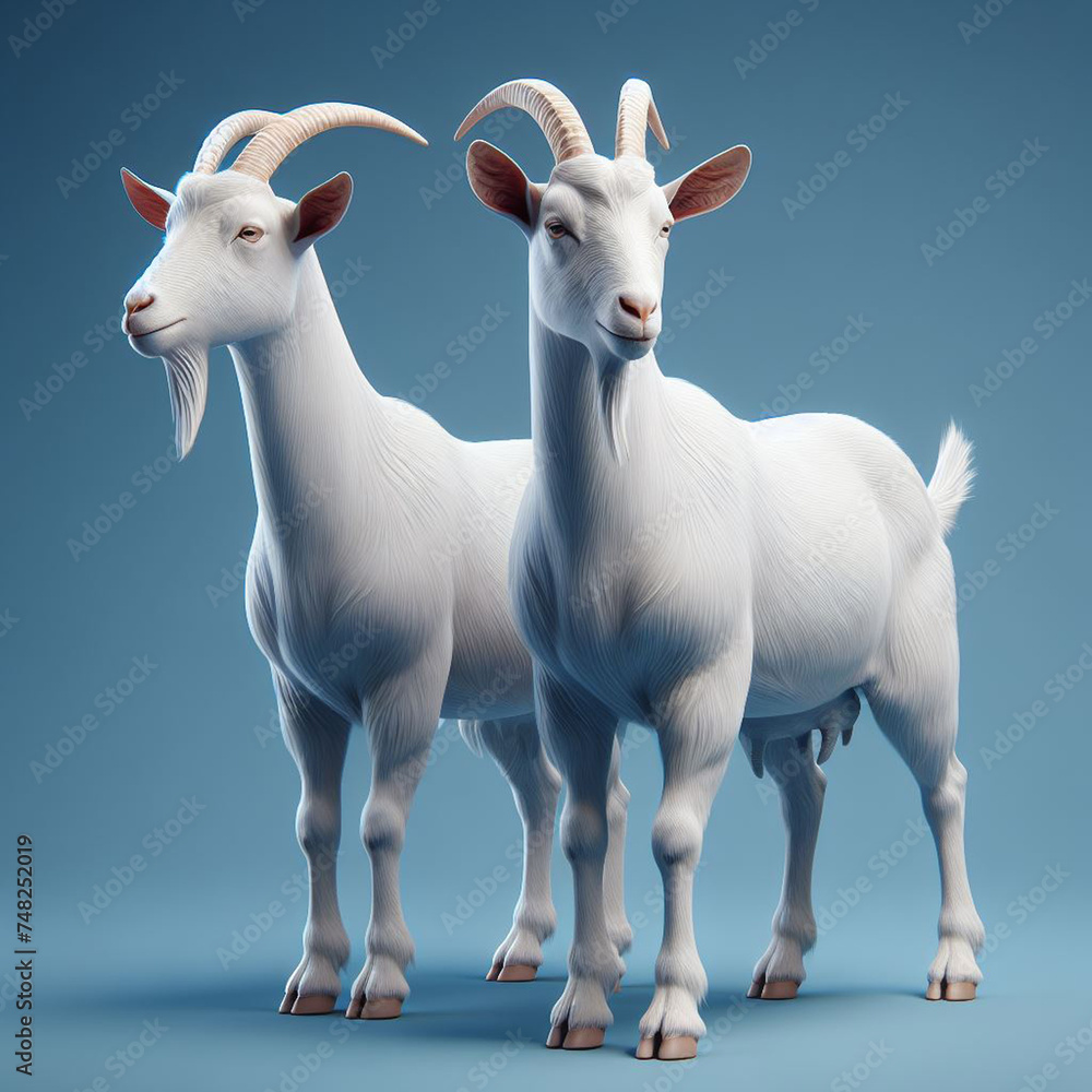 Realistic whole body of goat 3d animal in front, right, left, back view ...