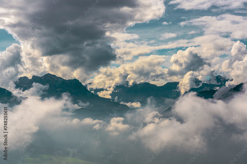Panoramic view of the mountains at Lake Lucerne in Switzerland. Panoramic view of the mountains at Lake Lucerne in Switzerland.