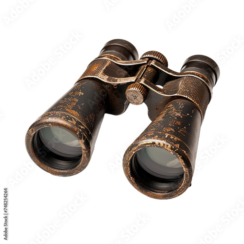 Binoculars on white or transparent background